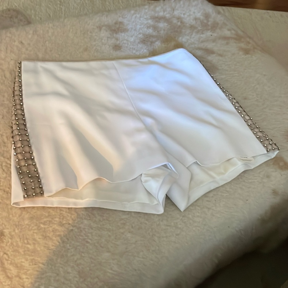 Mint Alice and Olivia rhinestone shorts.